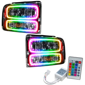 Ford Excursion Headlight Assemblies - ORACLE Lighting - ColorSHIFT w/ Simple Controller - Chrome - 2005 Ford Excursion Headlight Assemblies - ORACLE Lighting - ColorSHIFT w/ Simple Controller - Chrome - 2005